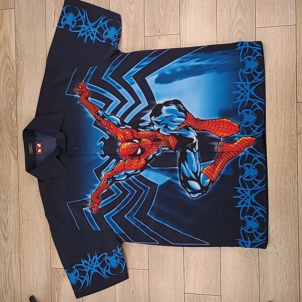 SPIDER MAN Marvel Comics Double Sided Sz M Mens Shirt Vintage 2001 Y2K RARE